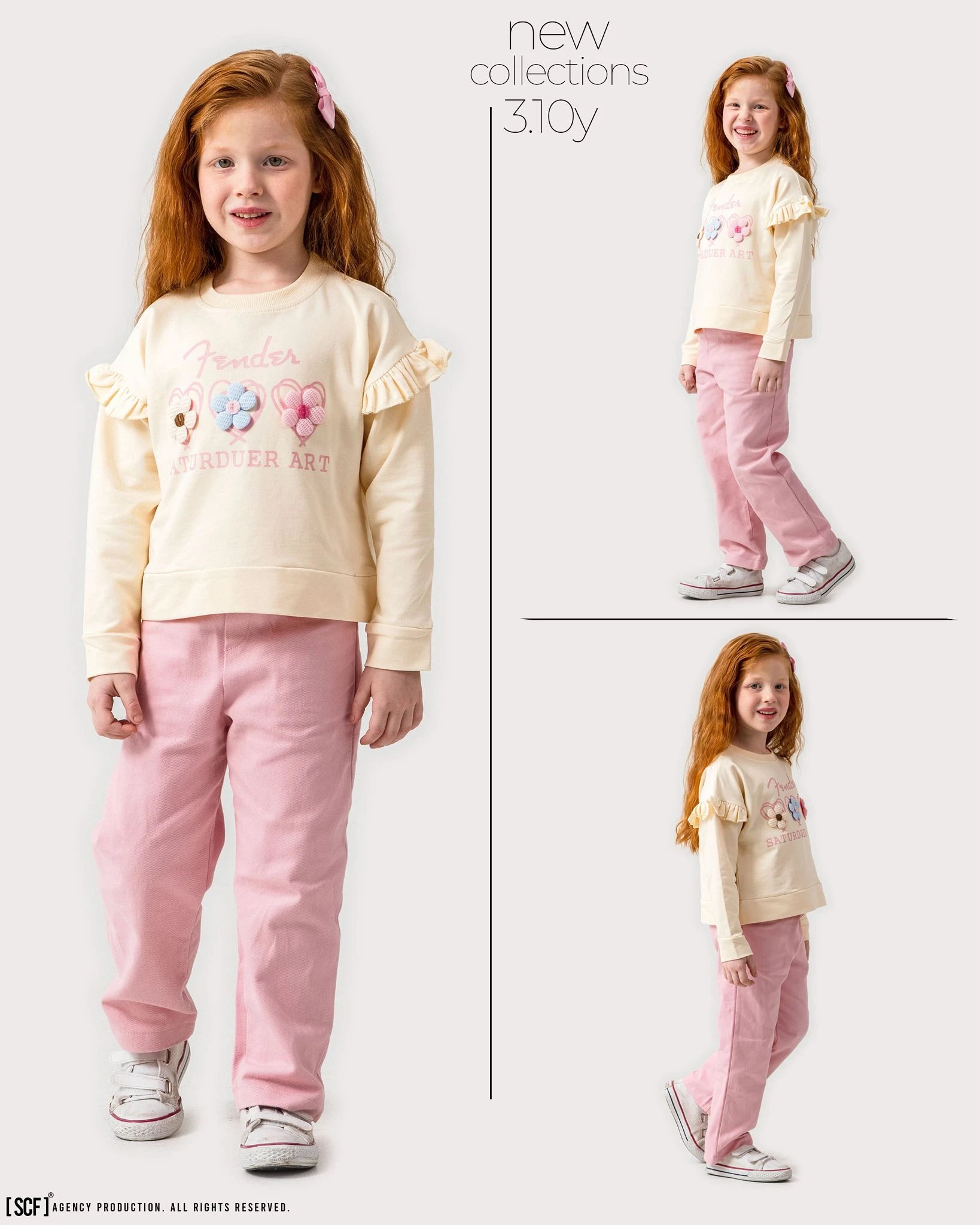 Harby 111 Çiçek Detaylı Gabardin Kız 2li Takım