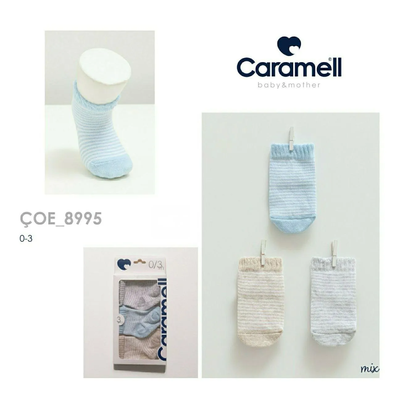 Caramell 8995 Desenli 3lü Bebe Çorap