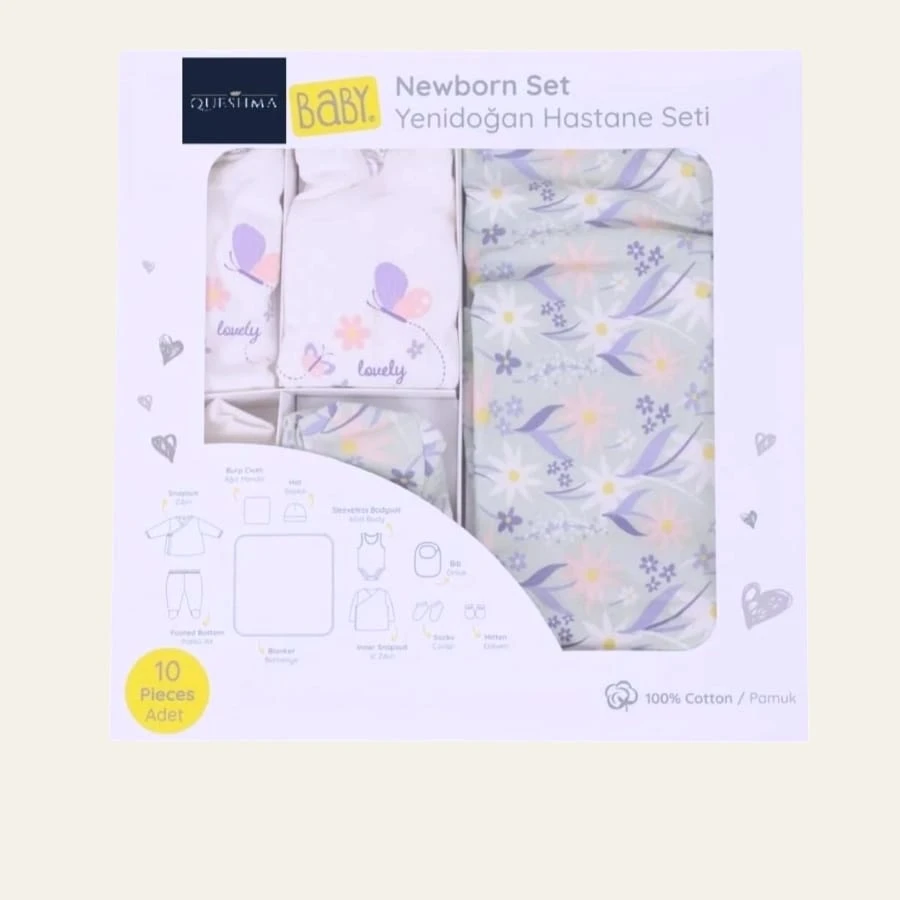 Hello Baby 24015 Kelebek Desenli 10lu Hastane Çıkışı