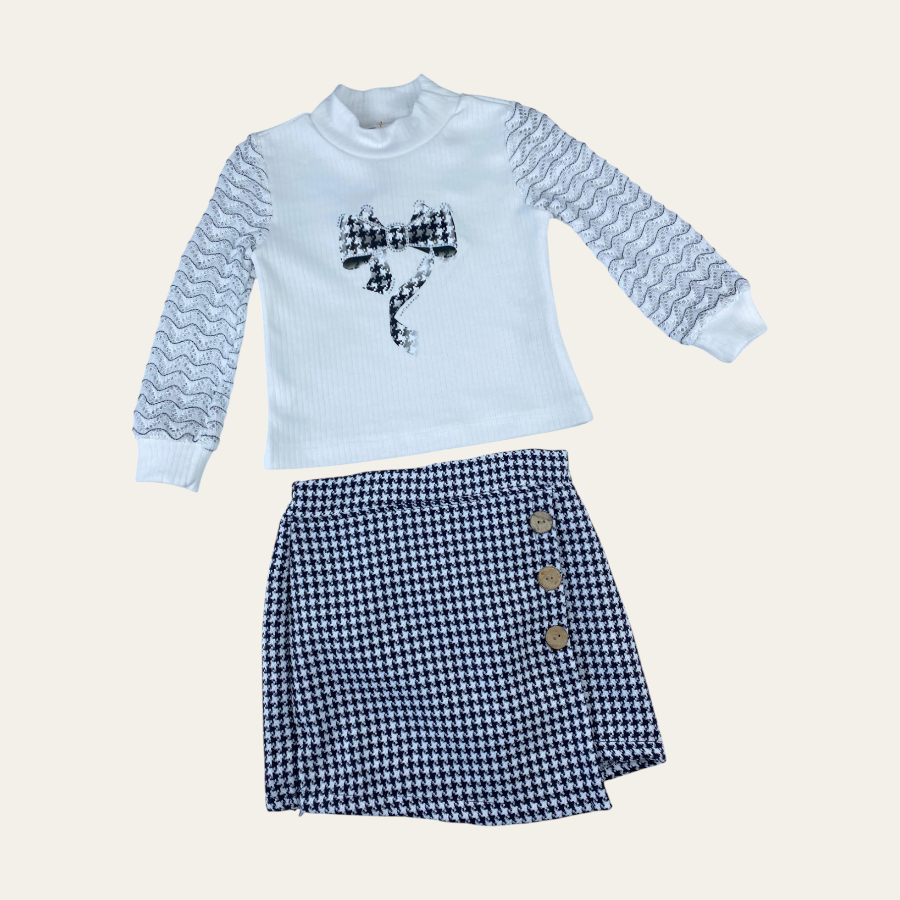 Ecoo Kids 27906 Kaz Ayağı Şort Etekli Kız 2li Takım