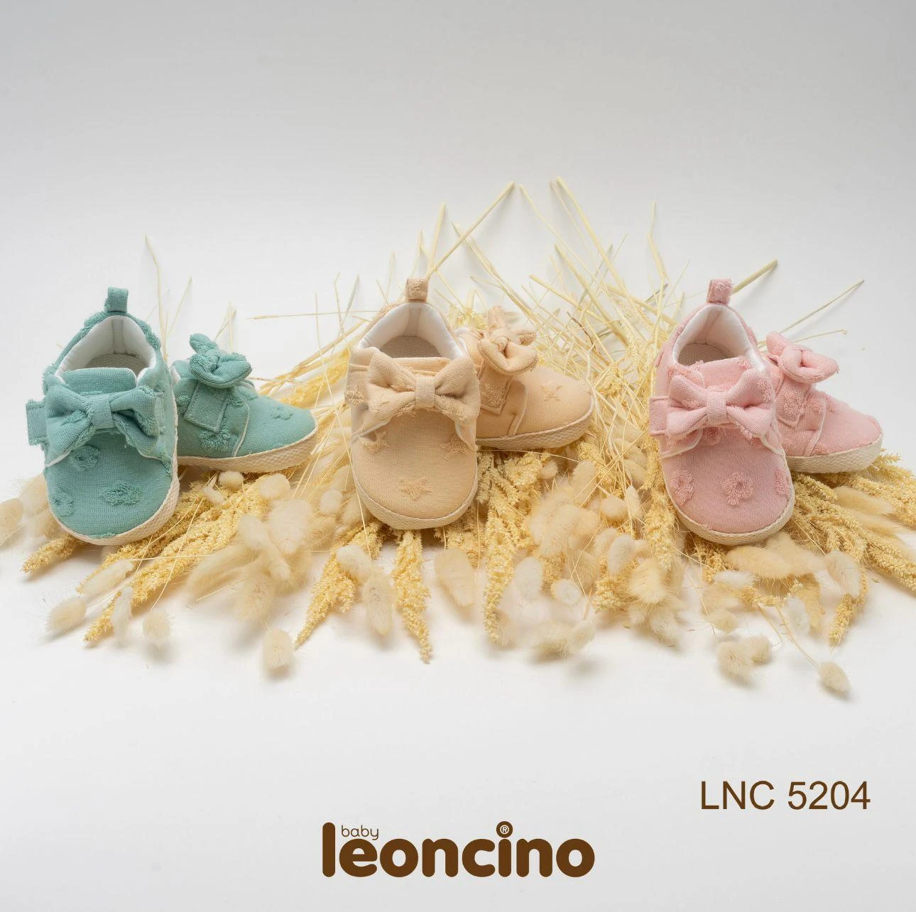 Leoncino 5204 Çiçek Desenli Organik Bebek Patik