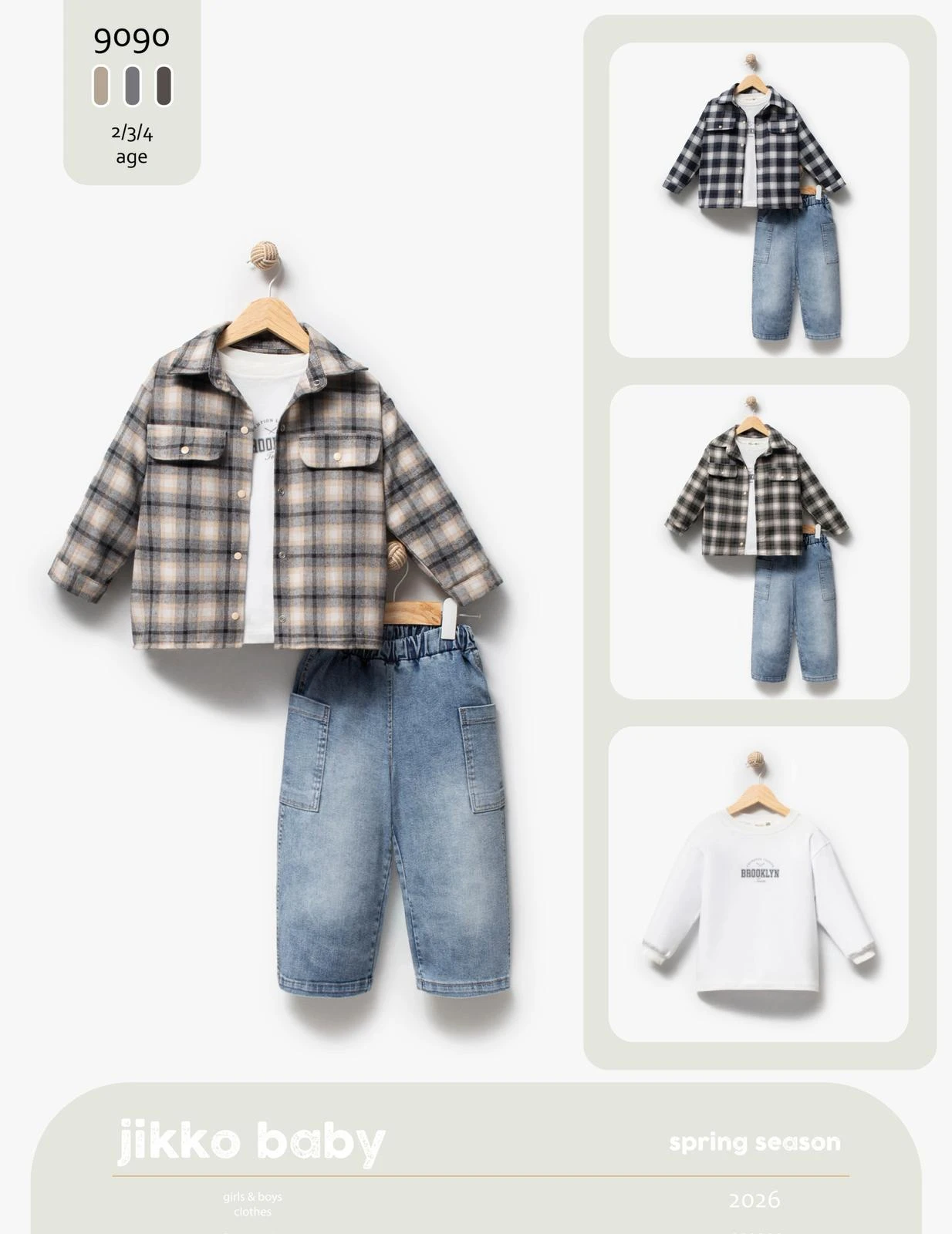 Jikko 90901 Ekose Gömlekli 3lü Takım