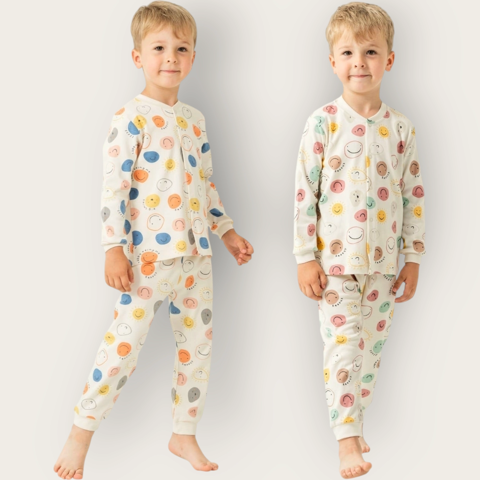 Miniworld 17501 Smile Desenli Çıtçıtlı Pijama Takımı