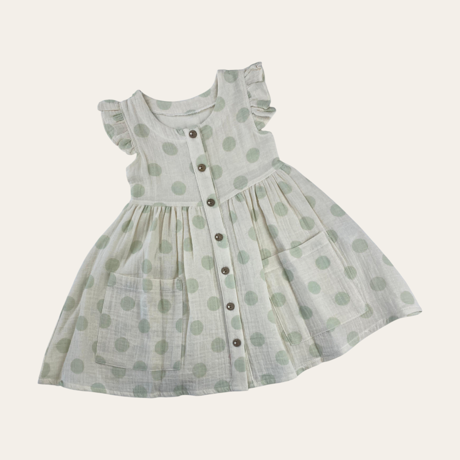Ecoo Kids 3397 Puan Desenli Müslin Elbise