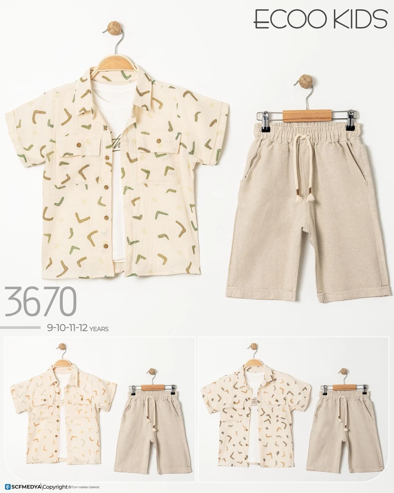 Ecoo Kids 3670 Müslin Gömlekli 3lü Takım