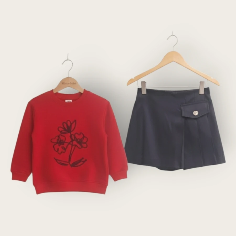 DMB 9813 Keten Şort Etekli 2li Takım