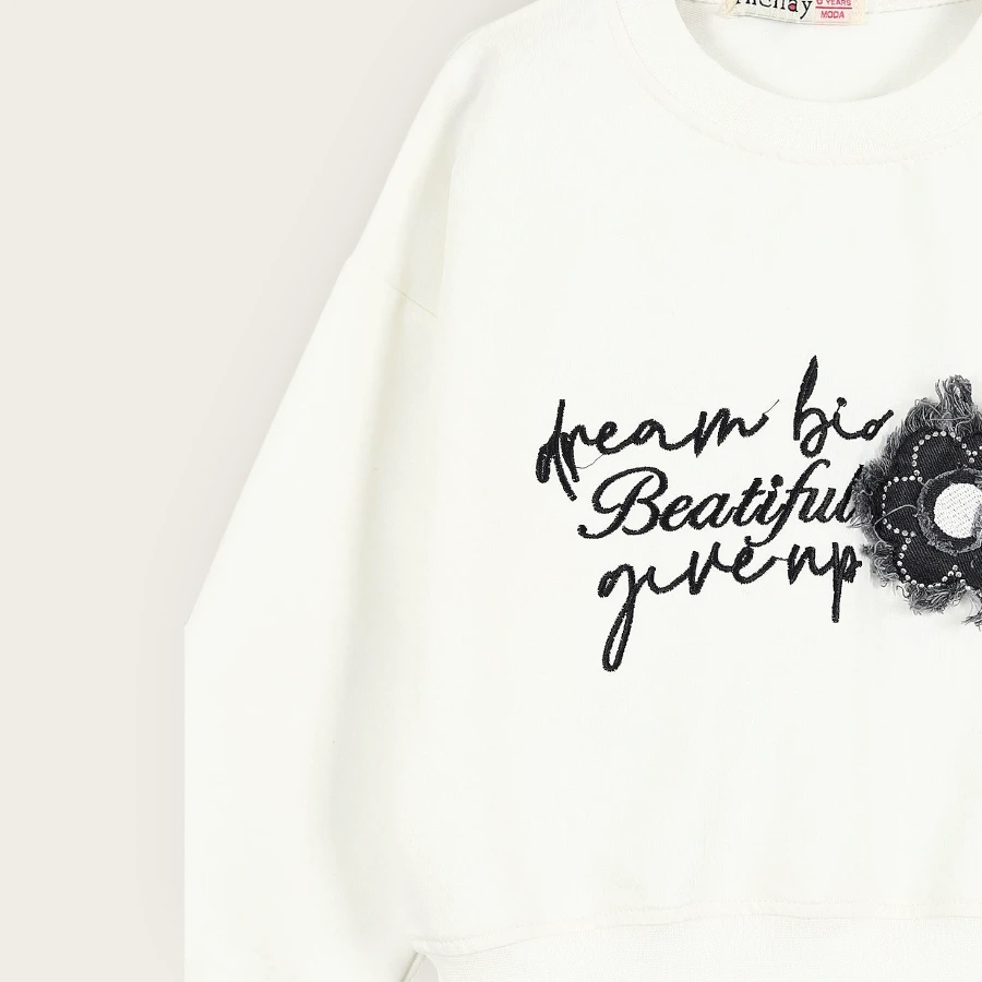 İncilay 2642 Çiçek Desenli Kot Pantolonlu 2li Takım