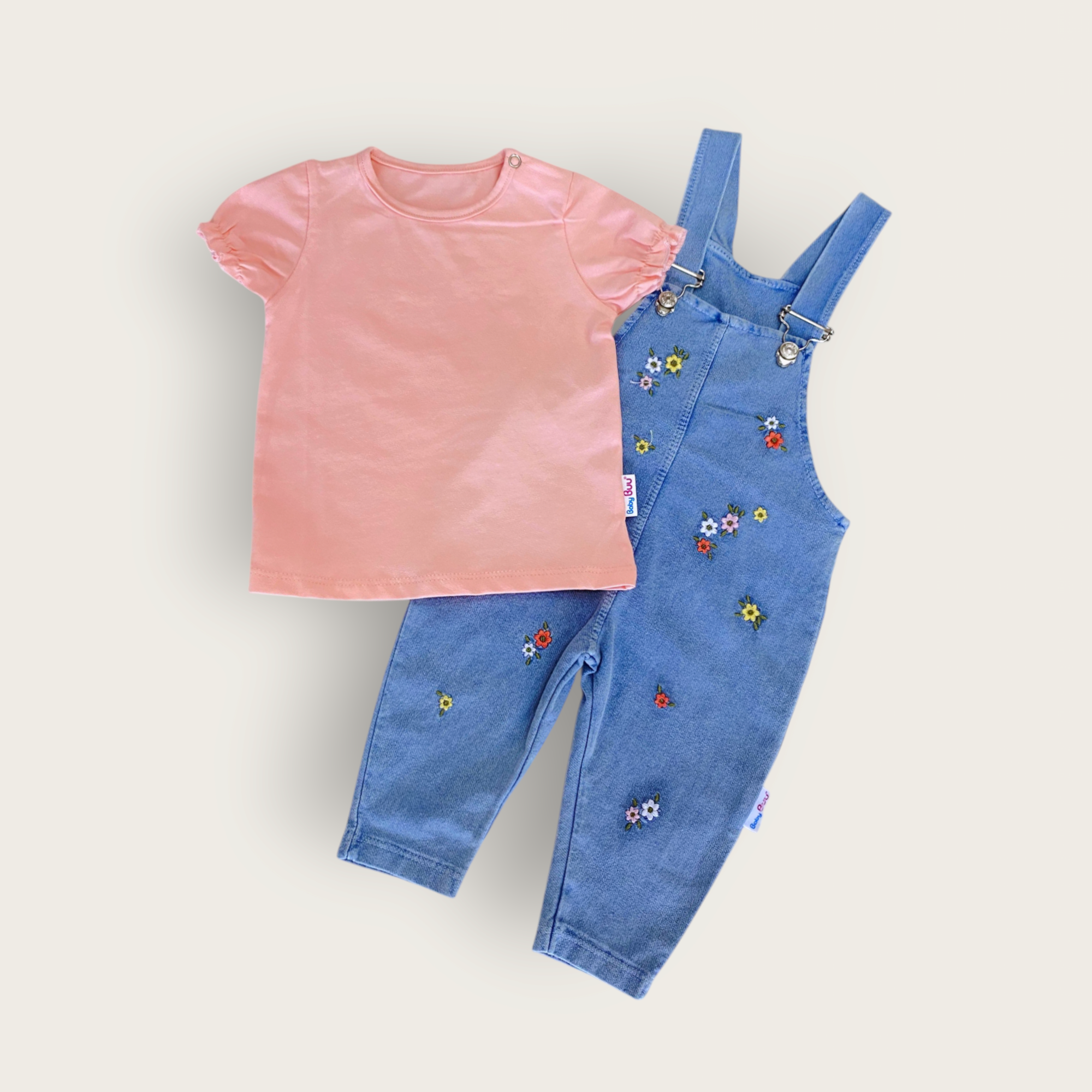Baby Buu 270 Çiçekli Kot Salopet Takım