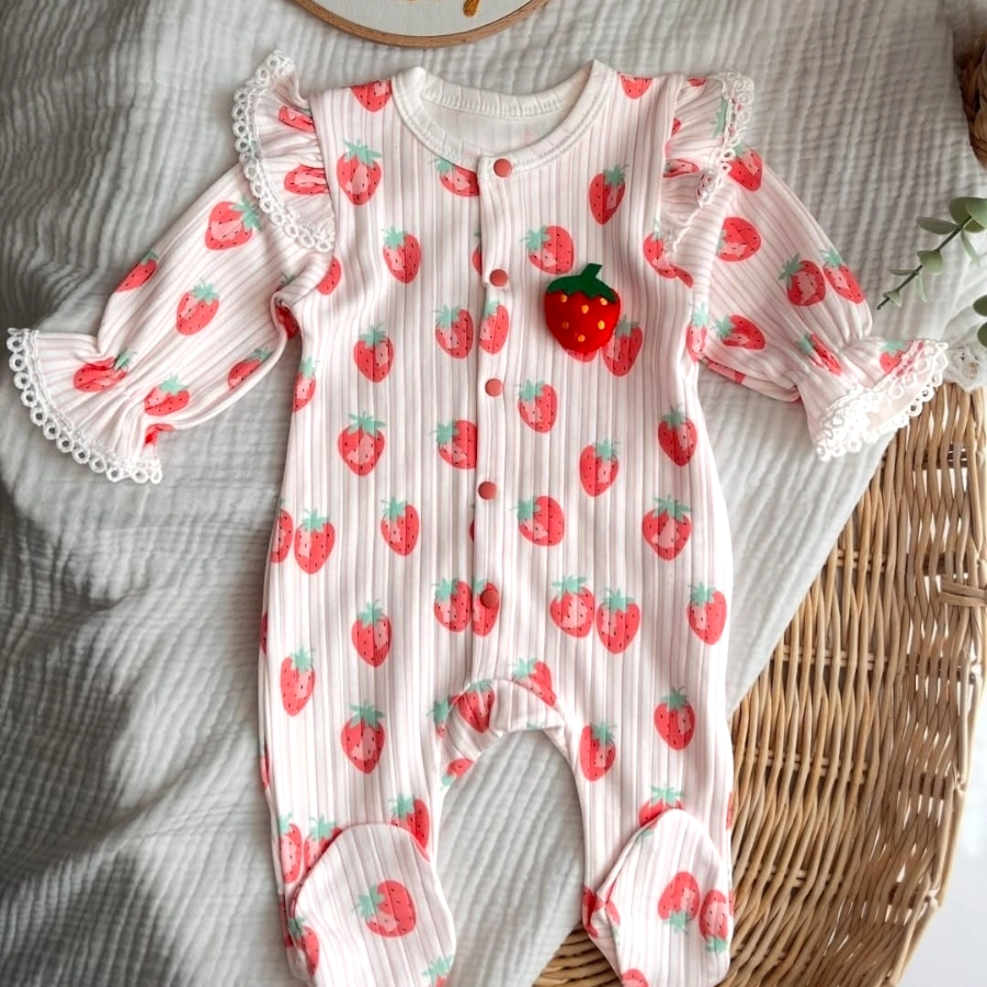 Babymii 2781 Çilekli Kız Tulum