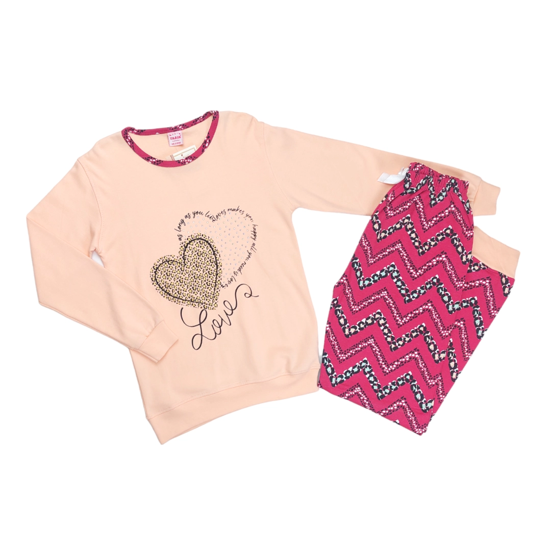 Tarık 17669 Kalpli kız pijama takımı