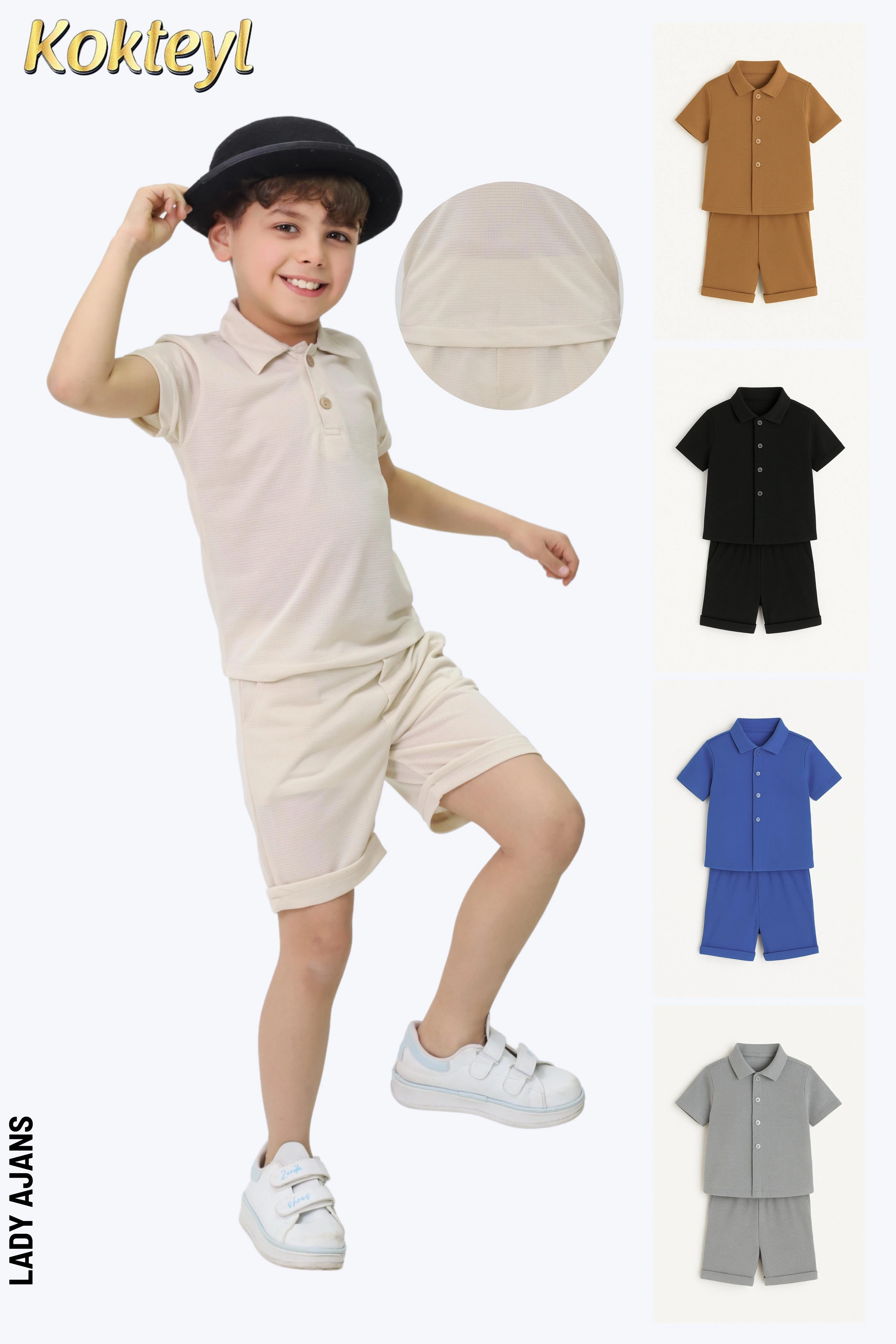 Kokteyl Kids 4061 Yakalı Düğmeli Çocuk Takım