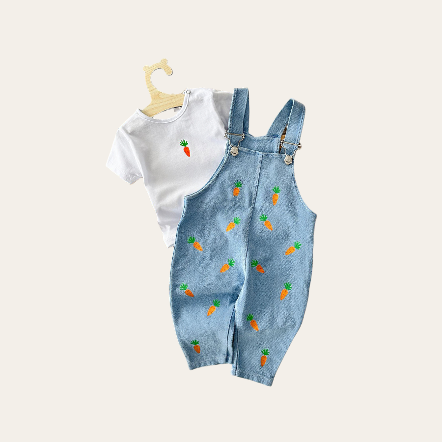 Baby Buu 292 Havuç Baskılı Kot Salopet Takım