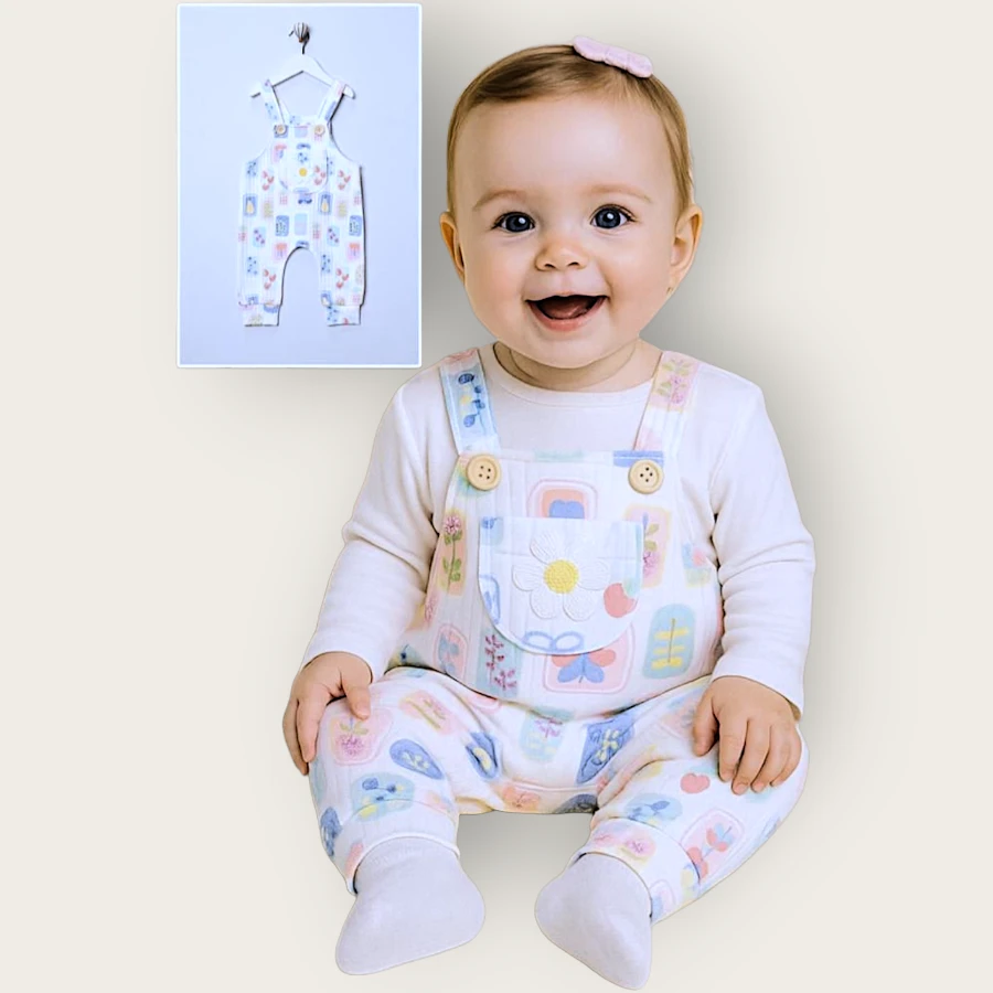 Babymii 283 Karışık Desenli Kız Tulum