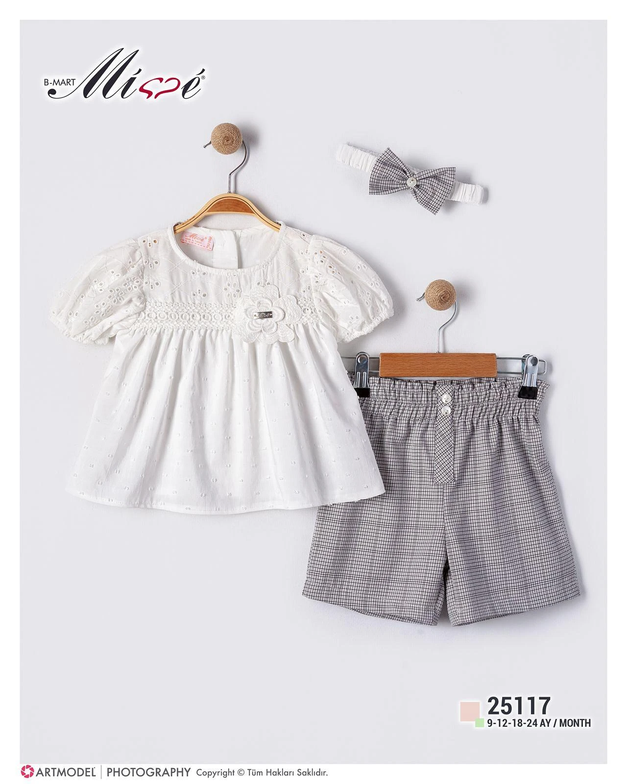 Misse 25201 Ekose Şortlu Kız Takım