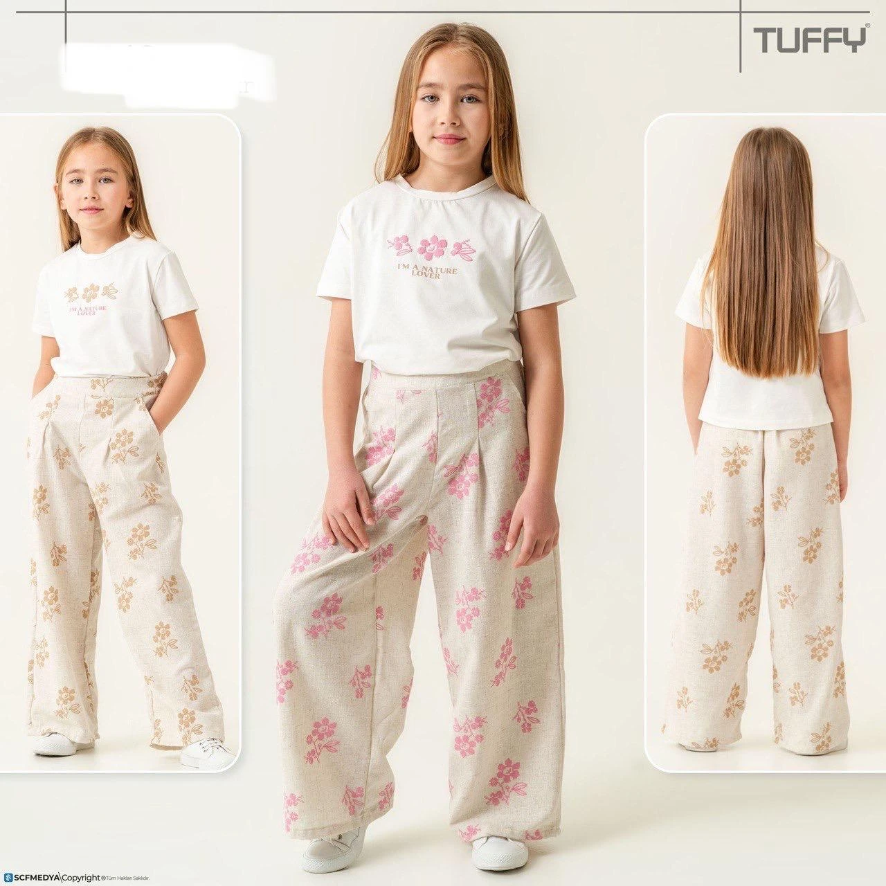 Tuffy 5779 Kanaviçe İşlemeli Keten Pantolonlu Takım