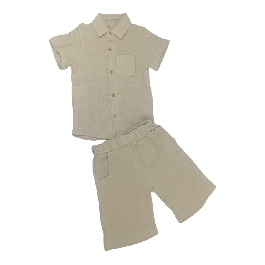 Partner Baby 1072 Müslin Gömlekli Şortlu Takım