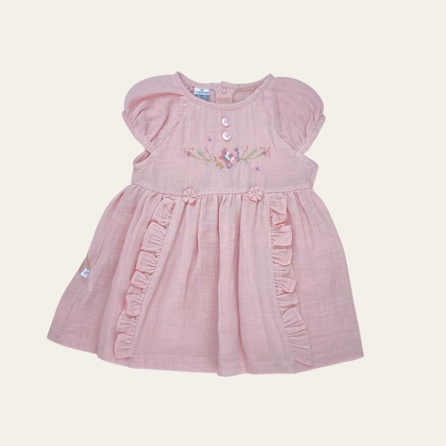 Caramell 1693 Çiçek İşlemeli Little Girl Elbise