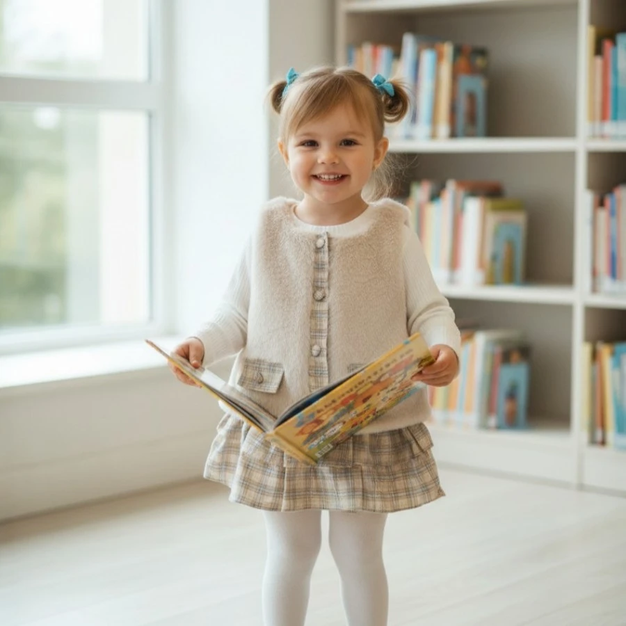 Lumia 4167 Ekose Peluş Yelekli Etekli 3lü Takım